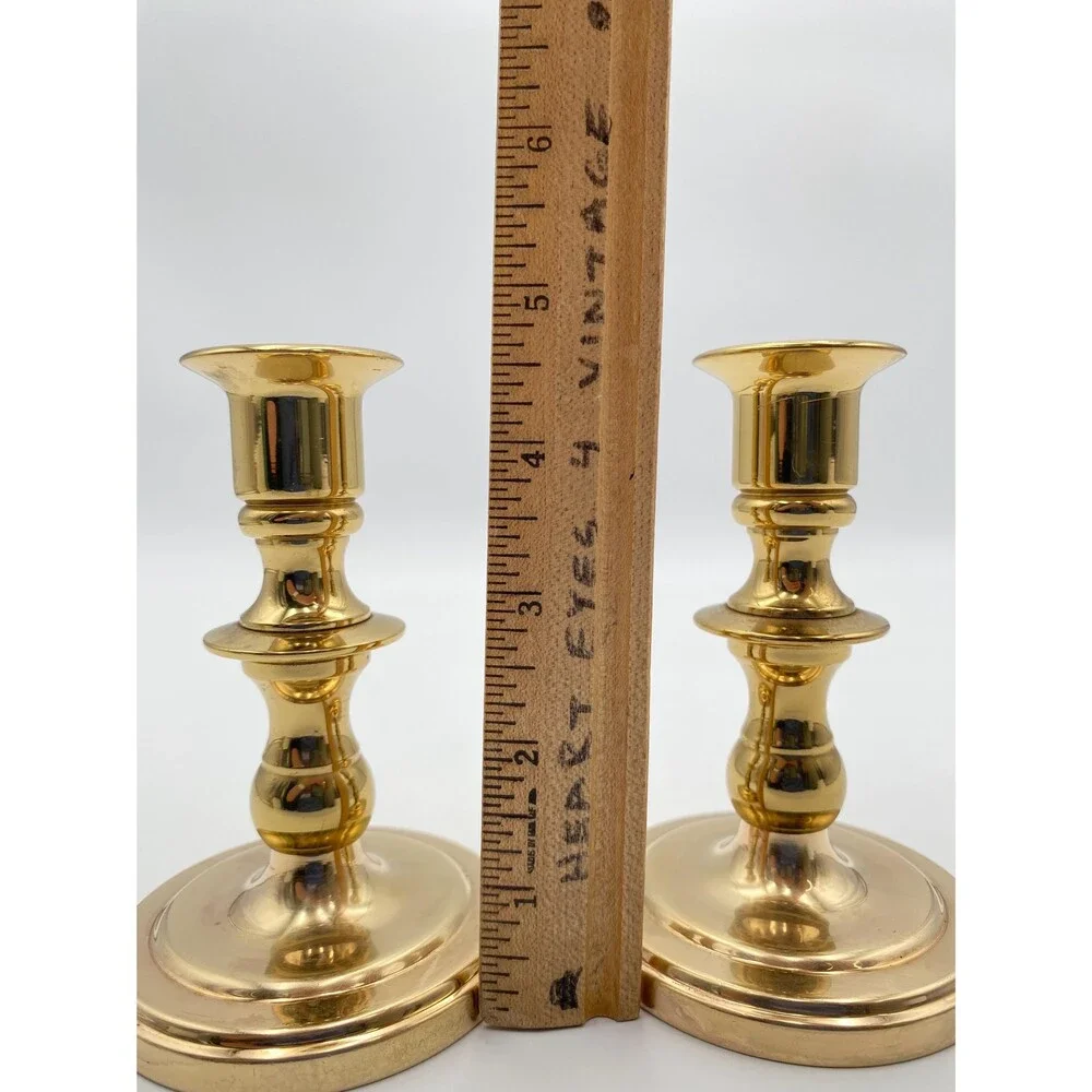 Baldwin Solid Brass Candlestick Holders Set of 2, Vintage, 4.75 Inch